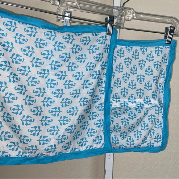 Madison Mathews Pillow Covers Set Of 2 Turquoise White Hand Block Print 12x12 - Picture 3 of 11